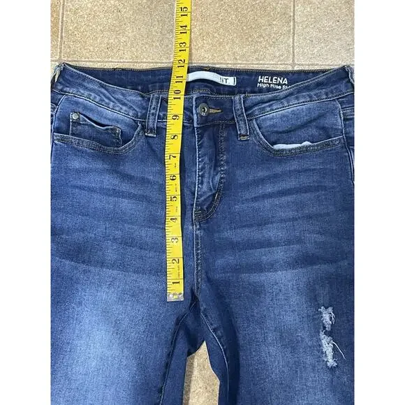 !iT Helena Women's High Rise Skinny Ankle Jeans, Size 8 Blue Wash Distressed - Picture 4 of 14